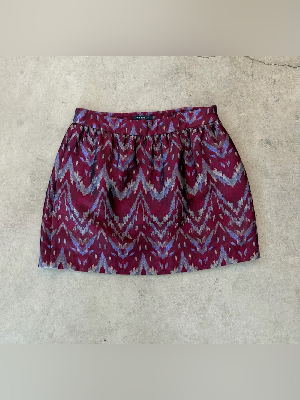 Gryphon New York Metallic Ikat Jacquard Pleated Mini Skirt - Size M